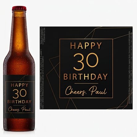 Birra personalizzata con scritta - Happy birthday Gold