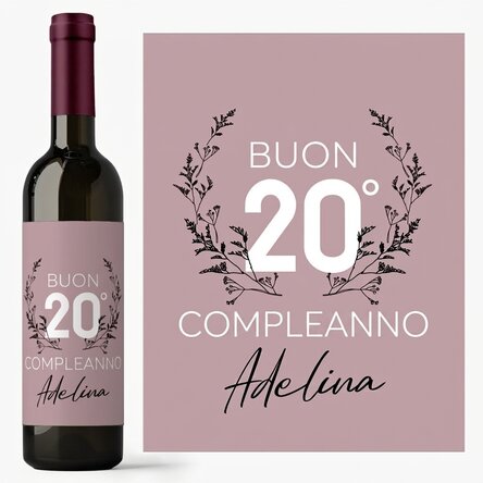 Vino personalizzato con dedica di compleanno - Floral