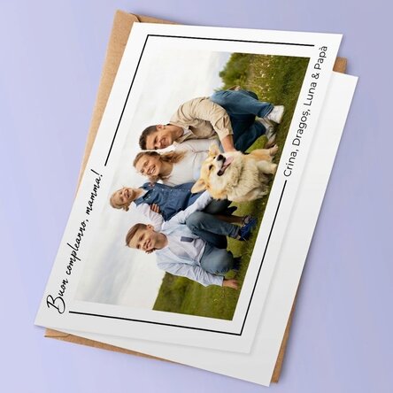 Biglietto di auguri personalizzato con una foto in formato orizzontale e un testo