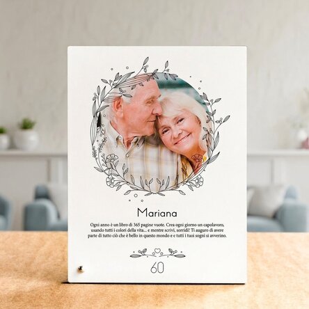 Cornice da scrivania personalizzata con foto e testo - Floral