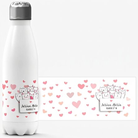 Thermos con base bianca personalizzato con nome - Kitty