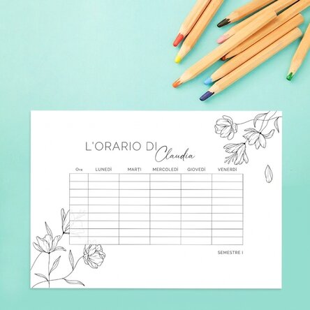 Orario personalizzato con nome - Flowers
