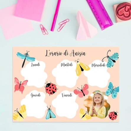 Orario personalizzato con foto e testo - Butterflies