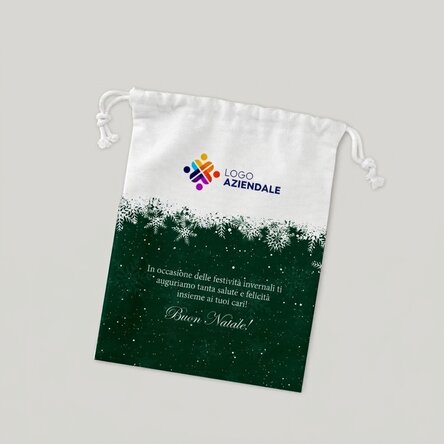 Piccolo sacchetto regalo personalizzato con logo e testo - Buone feste!