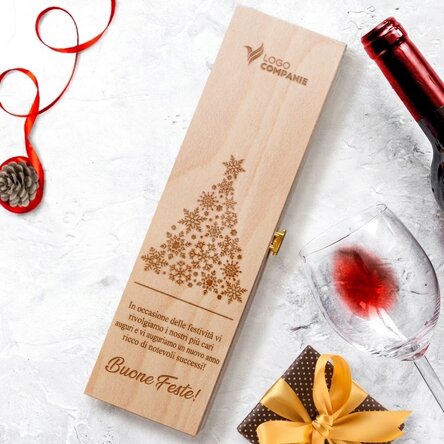 Scatola di vino personalizzata con logo e messaggio - Buon Natale!