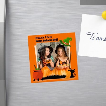 Magnete 10x10 personalizzato con una foto e un testo - Halloween