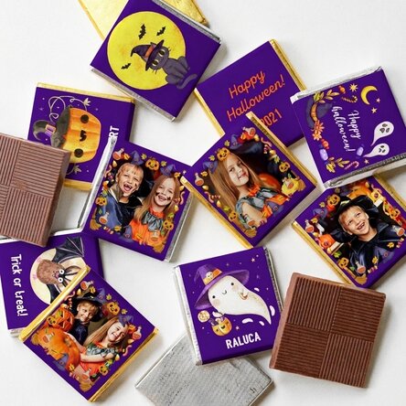Set di 10 mini cioccolatini personalizzati con foto e testo - Halloween