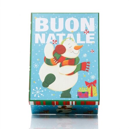 Confezione regalo natalizia blu - modello pupazzo di neve