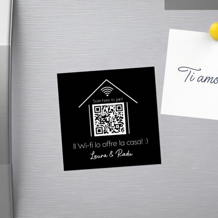 Magnete 10x10 personalizzato con testo e codice QR - Scansiona per il Wi-Fi