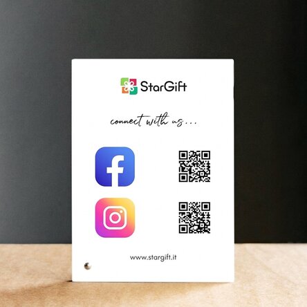 Cornice da scrivania personalizzata con testo e codici QR - Social Media
