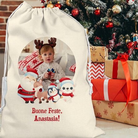 Borsa regalo personalizzata con foto e testo - Buon Natale