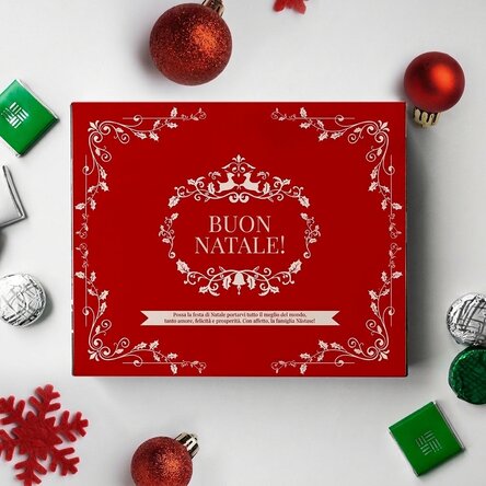 Scatola di cioccolatini personalizzata con la scritta: "Buon Natale!"