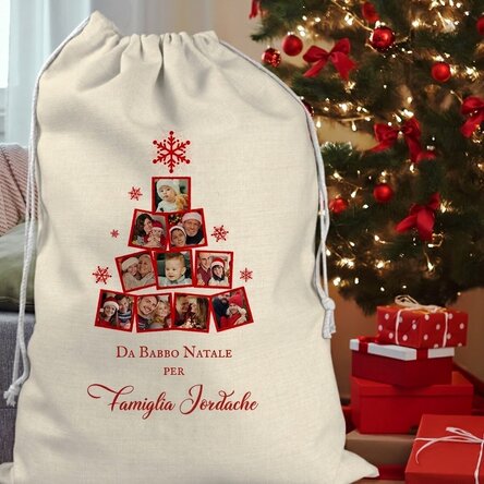 Borsa regalo personalizzata con collage di foto e messaggio