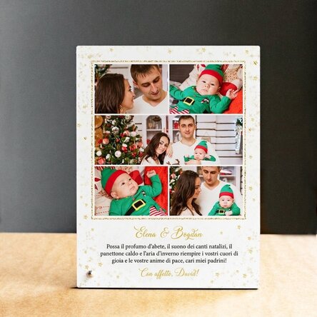 Cornice da scrivania personalizzata con foto e testo - Stelline dorate