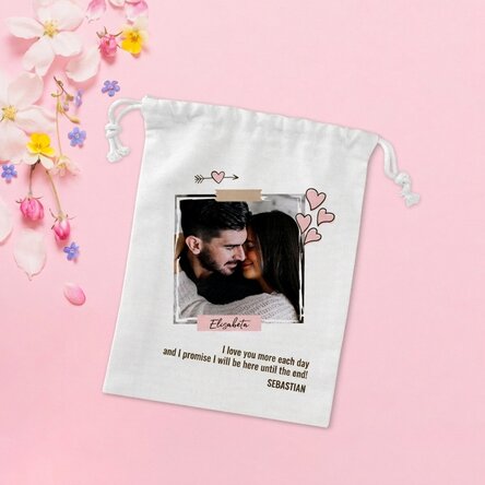 Piccolo sacchetto regalo personalizzato con foto e testo - In love