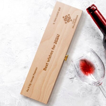 Scatola per vino personalizzata con logo e messaggio