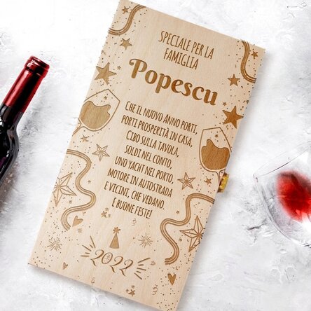 Scatola per vino personalizzata per due bottiglie con messaggio - Capodanno