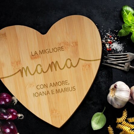Tagliere a forma di cuore personalizzato con scritta - Best mom
