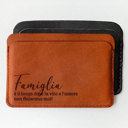 Portafoglio in pelle personalizzato con dedica - Famiglia