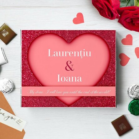 Personalised box of chocolates with text for couples - Sweet love