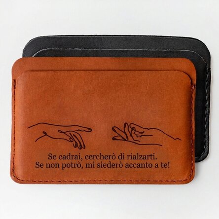 Portafoglio in pelle personalizzato con messaggio - Se dovessi cadere