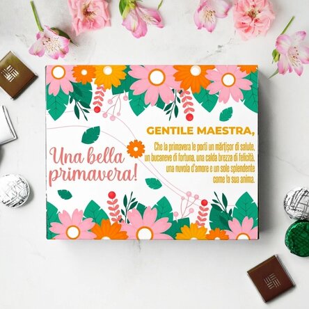 Scatola di cioccolatini personalizzata con scritta - Primavera in fiore