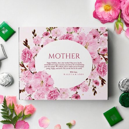 Personalised box of chocolates with text for mum