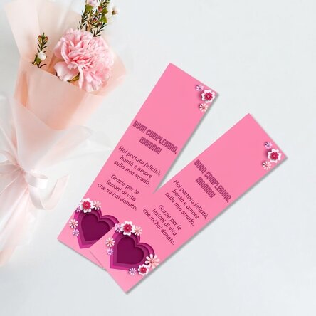 Segnalibro personalizzato con messaggio - Cuore rosa