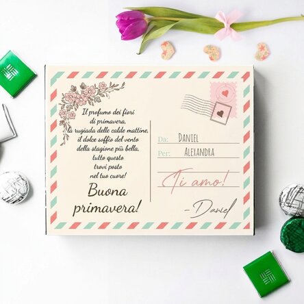 Scatola di cioccolatini personalizzata con scritta - Vista frontale