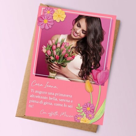 Biglietto personalizzato con foto e testo - Primavera