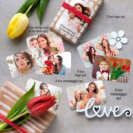 Set di 8 adesivi (etichette autoadesive) personalizzati con foto