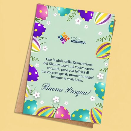 Biglietto personalizzato con testo e logo - Buona Pasqua