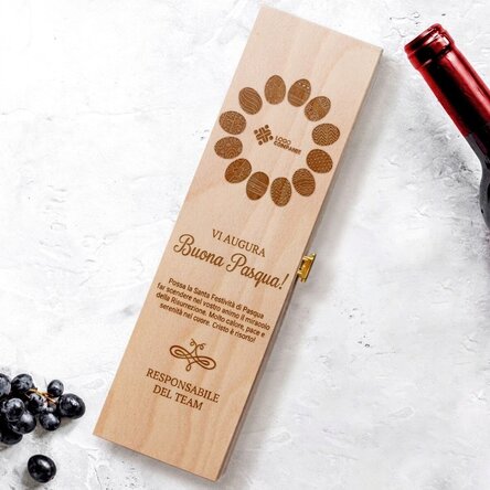 Scatola per vino personalizzata con testo e logo - Eggcellent Easter