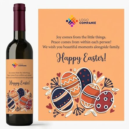Personalised wine with text and logo for Easter