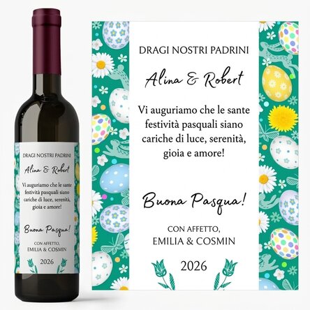 Vino personalizzato con testo - Messaggio di Pasqua