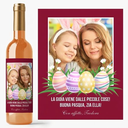 Vino personalizzato con una foto e un messaggio per Pasqua