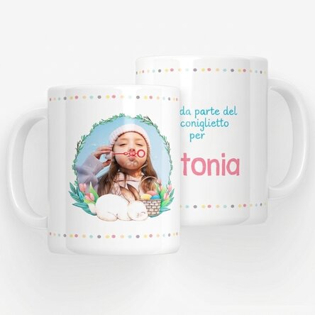 Tazza personalizzata con nome e foto - Da parte del coniglietto