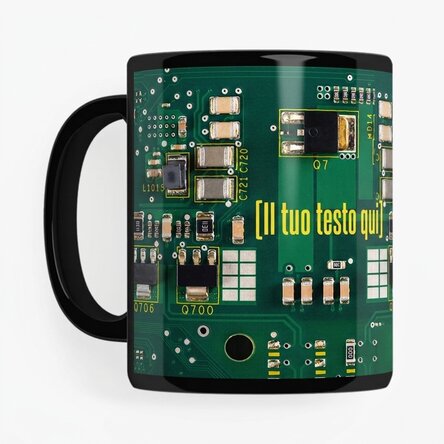 Tazza nera personalizzata con scritta per gli appassionati di elettronica - Motherboard