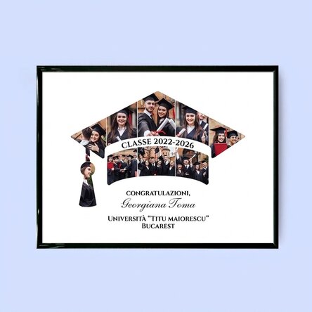 Quadro personalizzato in formato orizzontale con foto e testo - Laurea