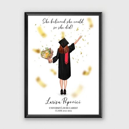 Quadro personalizzato con testo e cambio di colore dei capelli per la laurea
