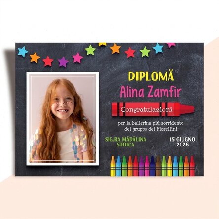 Diploma personalizzato con testo e foto per i più piccoli