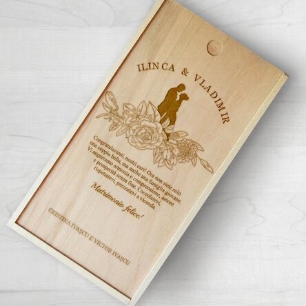 Scatola regalo personalizzata in legno con messaggio - Regalo di nozze