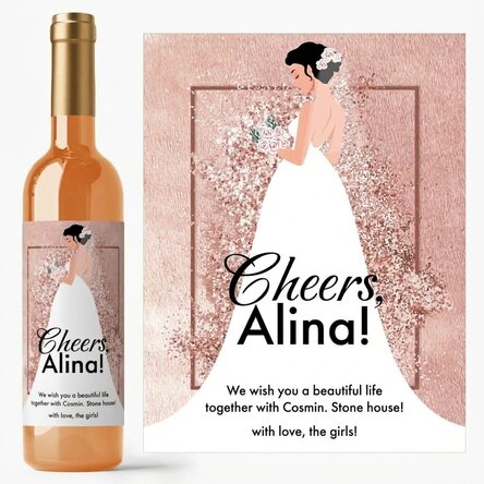 Vino personalizzato con un messaggio per la futura sposa