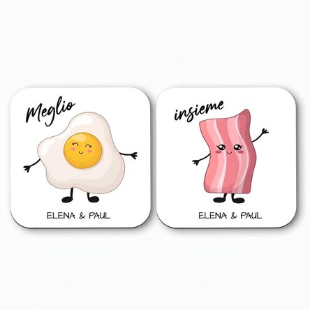 Set di 2 sottobicchieri personalizzati con scritta - Better Together