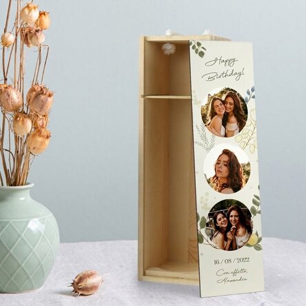 Scatola per vino personalizzata con 3 foto e testo - Per lei