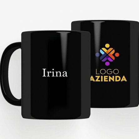 Tazza nera personalizzata con logo e nome