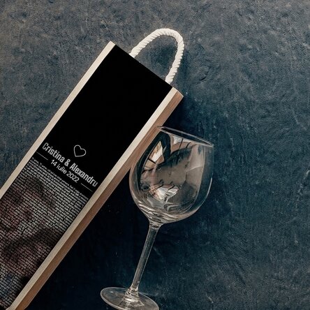 Scatola di vino personalizzata con foto e testo - Ti amo in 100 lingue