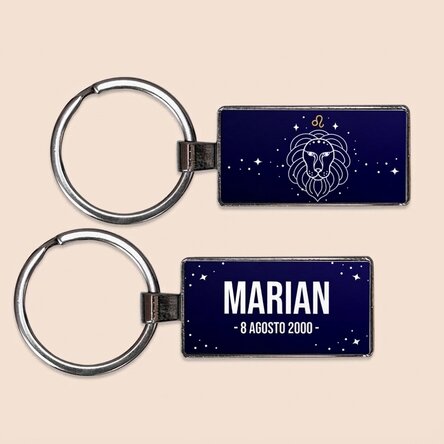 Portachiavi personalizzato con testo e segno zodiacale - Leone