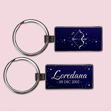 Portachiavi personalizzato con testo e segno zodiacale - Sagittario