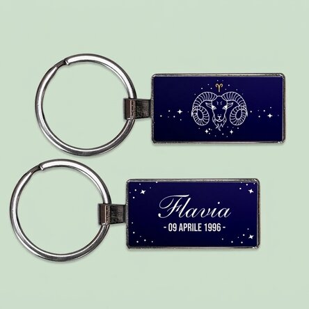 Portachiavi personalizzato con testo e segno zodiacale - Ariete